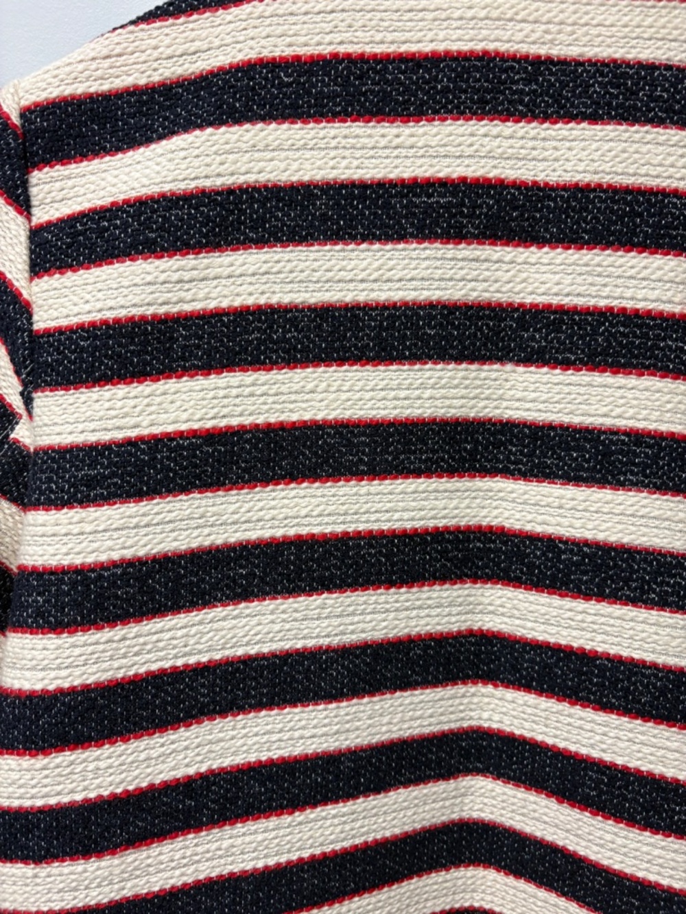 Promod Parisian Tweed Striped Knit Jacket | French Nautical Red Trim Blazer S - Picture 5 of 13